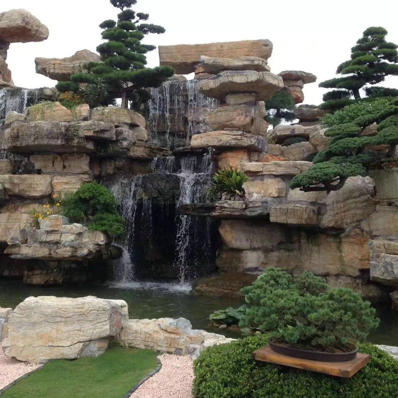 石屹青色千层石 假山园林造景的艺术与自然